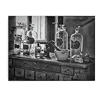 ZHJLUT Posters Black And White Pharmacy Wall Art Vintage Medicine Bottle Wall Art Canvas Art Poster And Wall Art Picture Print Modern Family Bedroom Decor 20x26inch(51x66cm) Unframe-style