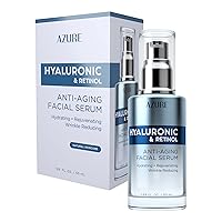 AZURE Hyaluronic & Retinol Anti Aging Facial Serum - Hydrating, Anti Aging & Rejuvenating | Reduces Wrinkles, Fine Lines & Creases | Evens & Restores Skin Tone | Made in Korea - 50mL