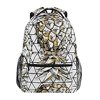 ALAZA Gold Pineapple Fruit Geometric Junior High School Bookbag Daypack Laptop Outdoor Backpack