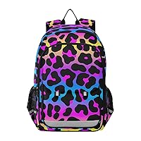 ALAZA Leopard Print Cheetah Neon Gradient Laptop Backpack Purse for Women Men Travel Bag Casual Daypack with Compartment & Multiple Pockets