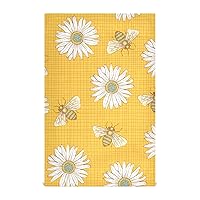 Tea Towels Kitchen Blue Gold Honey Bees Happy Good Luck Daisy Yellow Microfiber Kitchen Towels Absorbent Cloth Kitchen Hand Towels Pattern Theme Oven Sink 28x18in 4PCS