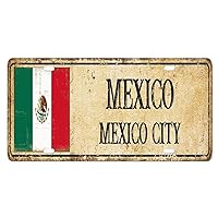 Mexico Flag License Plate Mexico City Retro Country City Souvenir Car License Plate Frame Personalized Metal Front License Plate Vanity Tag Patriotic Decorative Novelty Car Tags 6X12 Inch