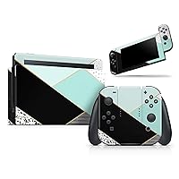 Design Skinz Minimalistic Mint and Gold Striped V1 - Skin Decal Protective Scratch-Resistant Removable Vinyl Wrap Kit Compatible with The Nintendo Switch Console, Dock & JoyCons Bundle