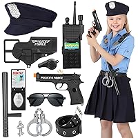 Girls Police Officer Costume for Kids, Police Costume for Kids, Halloween Costume for Girls, Role Play Kit for Girls