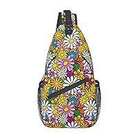 Cartoon Cute Flowers Cross Chest Bag Diagonally Travel Backpack, Light Travel, Hiking Single Shoulder Bag