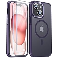 JAME for iPhone 15 Case, iPhone 15 Phone Case with 2 Tempered-Glass Screen Protectors, [Compatible with Magsafe], [Military-Grade Protection], Shockproof Slim Fit Phone Case for iPhone 15 Case, Purple