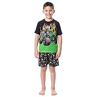 INTIMO Monster Jam Boys' Grave Digger Truck Sleep Pajama Set Shorts Crewneck