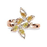 18K Yellow/White/Rose Gold Ring With 0.97 TCW Natural Diamond (Pear Shape, Orange Color, VS-SI2 Clarity, Cut) Rings For Women, Dainty Rings, Statement Rings, Jewelry For Women Gift For Her