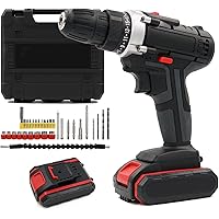 36V Cordless Drill Set, Cordless Drill with Tool Case, Cordless Drill with 2 x 1.2Ah Batteries, 2 Speed, 25 Torque Levels, LED Light, for Home and Garden DIY Project