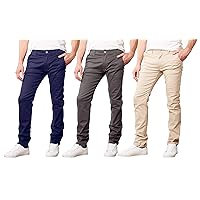 Galaxy by Harvic Mens Slim Fit Cotton Stretch Chino Pants 2-Pack