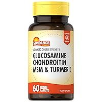 Glucosamine Chondroitin MSM and Turmeric | 60 Caplets | Double Strength | Non-GMO and Gluten Free Supplement | by Sundance