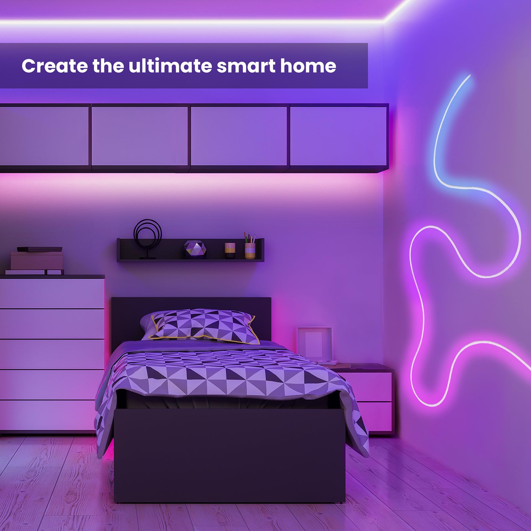 Feit Electric Smart Neon Strip Lights 10FT, Flexible RGBW Color Chasing LED Light Strip, 2.4GHz WiFi Enabled, Works with Alexa and Google Home Assistant, 22W, Music Sync, App Control NF10/CHASE/AG
