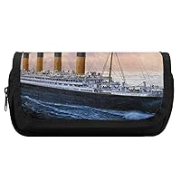 Retro Titanic Famous Old Historic Pencil Case Double Zip Pen Bag Large Capacity Pen Holder Stationery Bag for Home Office