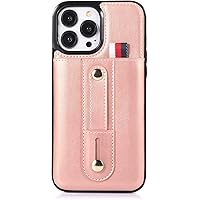 Case for iPhone 14/14 Pro/14 Pro Max/14 Plus, Durable Leather Wallet Case with Credit Card Slot and Wrist Strap Shockproof Cover (Color : Gold, Size : 14 Pro 6.1