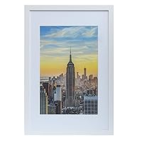 Frame Amo 16x24 White Picture Frame with 11.5x17.5 White Mat Opening for 12x18 Image, 1 Inch Border, Acrylic Face