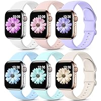 6 Pack Sport Bands Compatible with Apple Watch Bands 40mm 38mm 41mm 42mm 44mm 45mm 49mm,Soft Silicone Waterproof Strap for iWatch Ultra2 Series 9 Ultra 8 7 6 5 4 3 2 1 SE Women Men