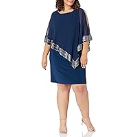 S.L. Fashions Women's Plus Size Cape Dress-Closeout