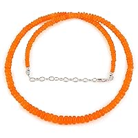 100% Orange Opal Necklace, 18'' Natural Ethiopian Welo Fire Necklace, 4-6MM Orange Opal Rondelle Beads Necklace, Opal Necklace