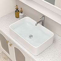 Vessel Sink Rectangular - Logmey 21 Inch Rectangle Bathroom Vessel Sink Above Counter White Sink Ceramic Porcelain Lavatory Vanity Sink Basin