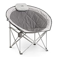 CORE 40025 Equipment Folding Oversized Padded Moon Round Saucer Chair with Carry Bag, Gray, 44 in X 8 in X 8 in