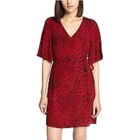 Sanctuary Clothing Womens Leopard Wrap Dress, Red, X-Small