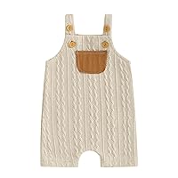 Tsnbre Newborn Baby Boy Girl Summer Outfits Ribbed Knitted Romper Baby Overalls 0 3 6 12 18 Month Neutral Infant Clothes