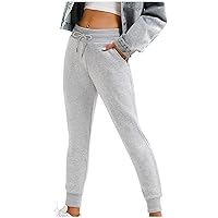 FUPODD Jogging Bottoms Women's Warm High Waist Trousers with Drawstring Stretch Thermal Trousers Women's Sports Sports Trousers Leisure Trousers Women's Long Large Sizes Training Trousers Winter with