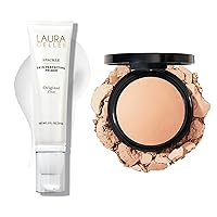LAURA GELLER NEW YORK Baked Double Take Powder Foundation, Fair + Spackle Super-Size Skin Perfecting Makeup Primer with Hyaluronic Acid, Original