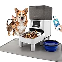 Automatic Cat Feeder, WHDPETS 4L WiFi Automatic Cat Food Dispenser with App Control Elevated Dog Feeder with Stainless Steel Bowl, Silicone Dog Bowl, Feeding Mat, 10s Voice Recorder(2.4G WiFi Only)