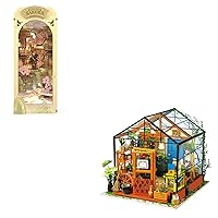RoWood Book Nook Kit Bundle DIY Miniature Dollhouse Kit, Craft Model Kits for Adults- Cathy's Flower House&Falling Sakura