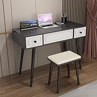 Vanity Desk with Flip Top Mirro, LED Makeup Vanity Desk Set, Makeup Vanity Desk Set with Drawers, Vanity Set, Dresser Desk with Ushioned Stool, Modern Home Desk Makeup Desk (Color : Gray) (Gray)