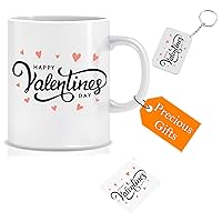Valentine's Day Gift Printed Ceramic Mug and Keychain and Tea Coaster Combo || Pack of 3 (Coffee Mug, Keychain, Teacoaster) Best Valentine Gift for loving One || Special Mockup STYLE-45