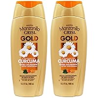 Manzanilla Grisi Gold Extra Lightening Shampoo Cleansing and Extra Lightening with Chamomile Extract and Turmeric Lightens Naturally Soft and Luminous Hair, 2 Pack of 13.5 FL Oz, Bottles, 2 Count