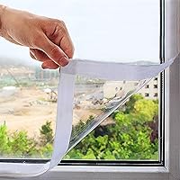 Window Insulation Kit 63inX63in(160X160cm) for Winter Keep Cold Out,cuttable Transparent Film 180㎛ Thickness,Easy to Open for Ventilation,held by Adhesive Straps,Reusable Plastic Window wrap