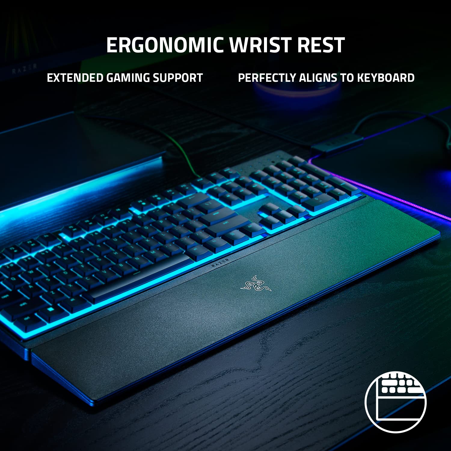 Razer Ornata V3 X Gaming Keyboard: Low-Profile Keys - Silent Membrane Switches - Spill Resistant - Chroma RGB Lighting - Ergonomic Wrist Rest - Classic Black