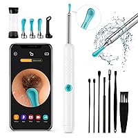Ear Wax Removal Tool Camera - R1 Upgraded Anti-Fall Off Eartips Ear Cleaner with Camera, Wireless Otoscope with 1080P HD Waterproof Ear Camera, Earwax Removal Kit for iPhone, Android, White