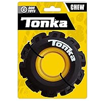 Tonka Seismic Tread Dog Toy with Interactive Feeder, Lightweight, Durable and Water Resistant, 4 Inches, for Medium/Large Breeds, Single Unit, Yellow/Black