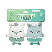 TeeTurtle Plushiverse - Plushmates Besties Keychain Set - Myths and Cryptids - Cute Kawaii Gray and White Hippocampus - Plush Keychains That Hold Hands