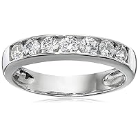 Sterling Silver Platinum Plated Infinite Elements Cubic Zirconia Round Channel Band Ring, Size 7