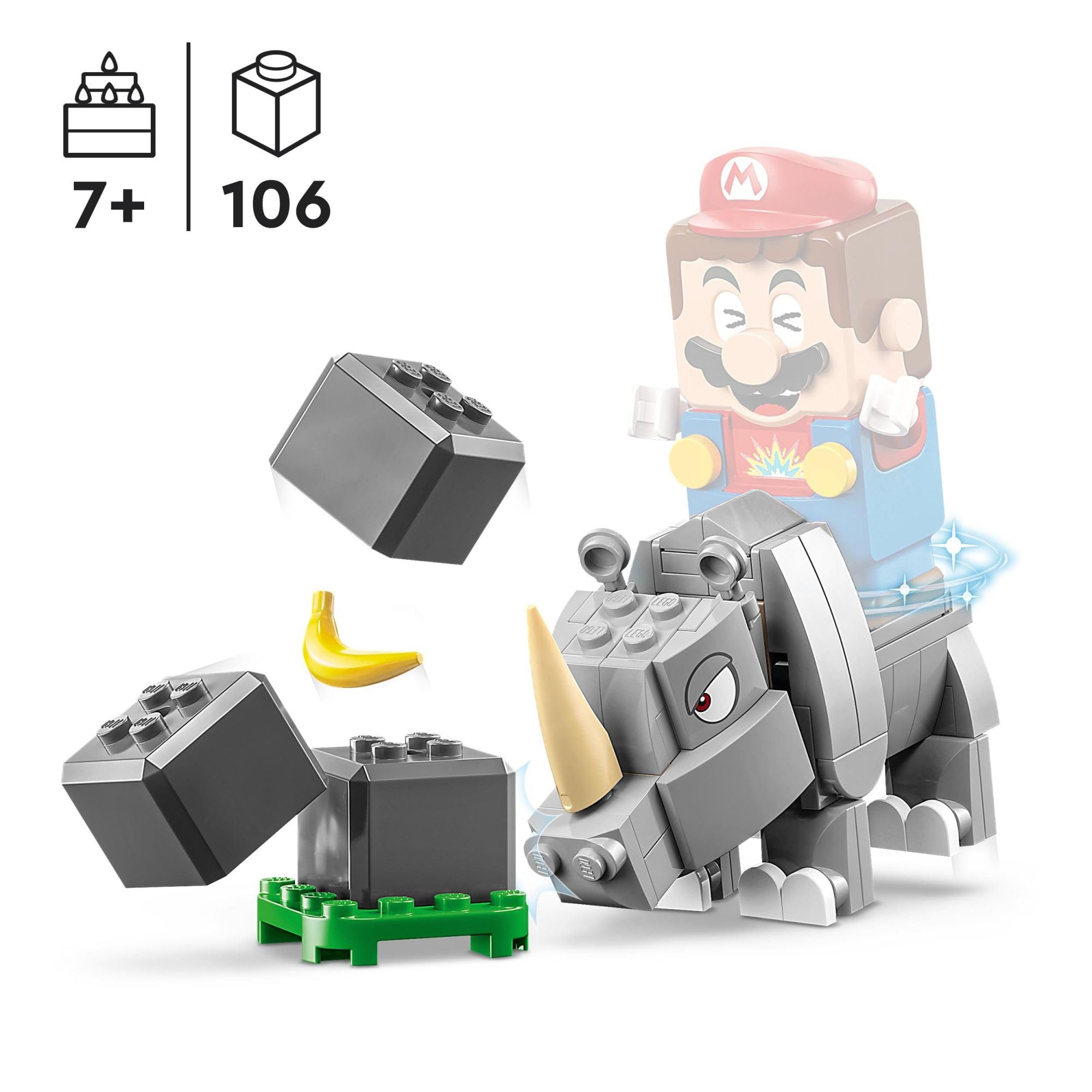 LEGO Super Mario Rambi The Rhino Expansion Set 71420, Game Inspired Building Toy Set to Combine with a Starter Course, This Collectible Super Mario Bros Toy Makes a Great Gift for Kids Ages 7 and Up