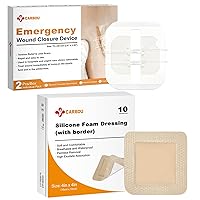 2 Pcs Zip Sutures Wound Closure Device + 10 Pcs Silicone Foam Dressing with Gentle Border 4