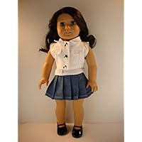 3 Piece Summer Outfit White Tank Top and White Denim Jacket and Denim Mini Skirt Made to Fit 18in Dolls