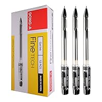 Dong-A X12 Fine Tech 0.5 Mm Gel Ink Rollerball Pen - Black - Pack of 12 Pens