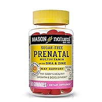 MASON NATURAL Prenatal Multivitamin with DHA & Zinc - Supports Baby's Growth and Development, for Pregnant and Lactating Women, Kosher, Banana Orange Flavor, 60 Gummies