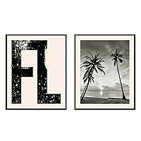 Poster Master 2-Piece Florida Poster - Beach Print - Coconut Tree Art - Landscape Art - Gift for Men, Women & Travel Lover - Decor for Bedroom, Living Room, Office or Dorm - 11x14 UNFRAMED Wall Art