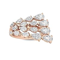 1-8 Carat (ctw) White Gold Pear Cut LAB GROWN Diamond Stackable Ring (Color D-E Clarity VS1-VS2)