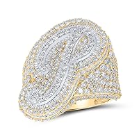 The Diamond Deal 10kt Two-tone Gold Mens Baguette Diamond P Initial Letter Ring 7 Cttw
