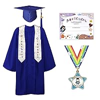 GraduatePro Preschool Graduation Cap Gown Stole Medal Certificate Package 2024 Tassel Set for Kids Toddler