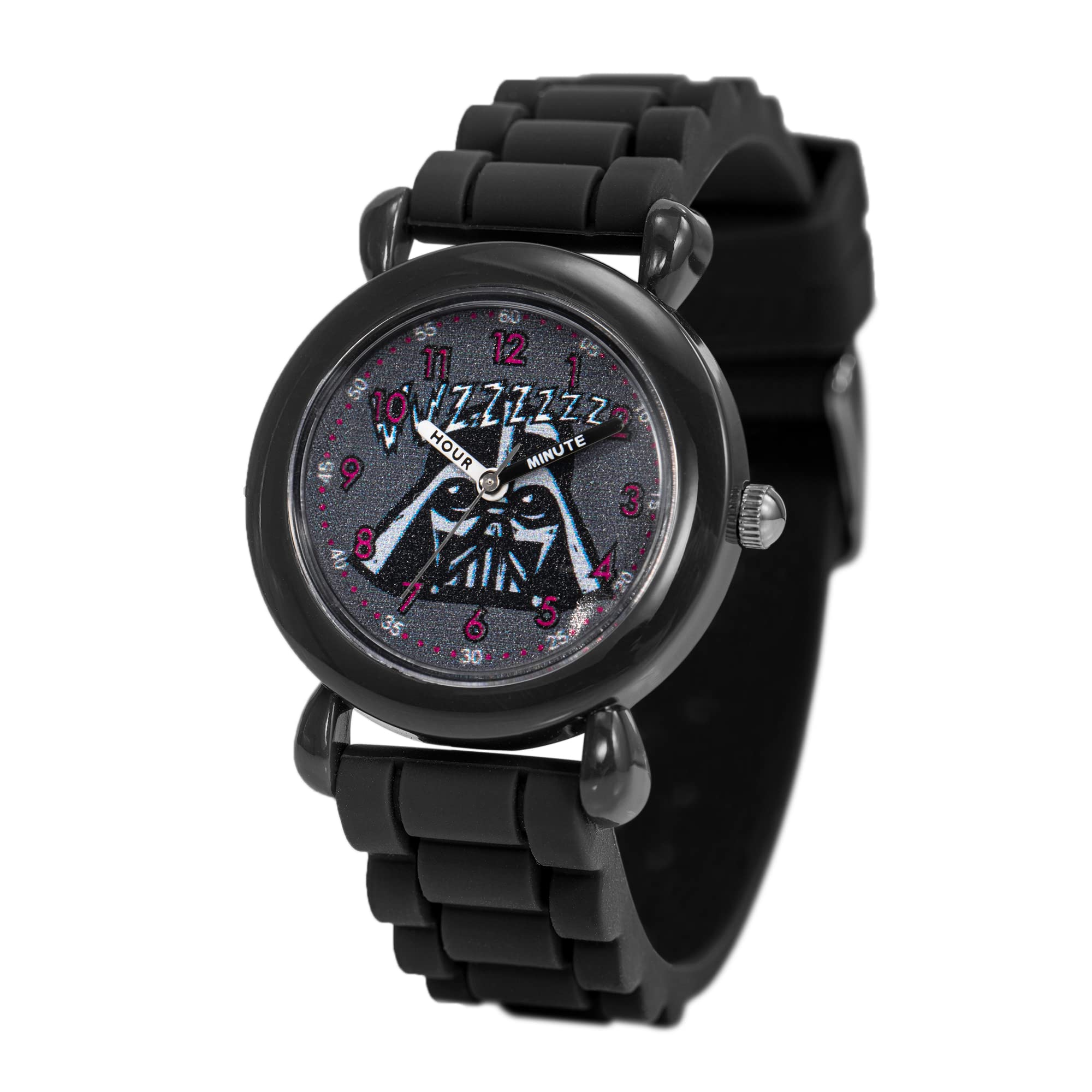 STAR WARS Kids' Plastic Time Teacher Analog Quartz Silicone Strap Watch, Black/Black