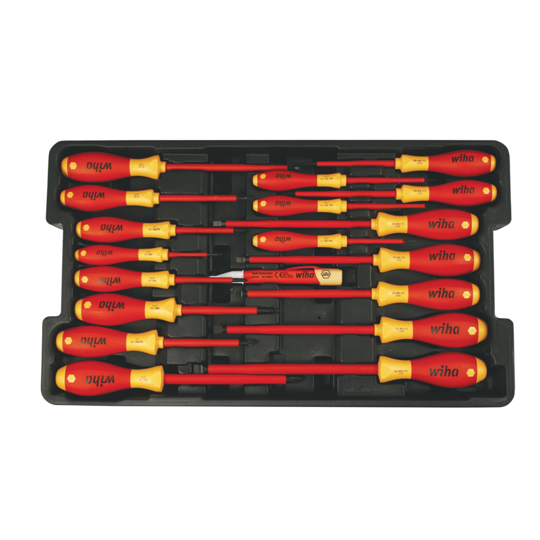 Wiha 32095 Slotted and Phillips Insulated Screwdriver Set, 1000 Volt, 19 Piece